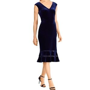 Ralph Lauren Sleeveless Lace Inset Velvet Dress